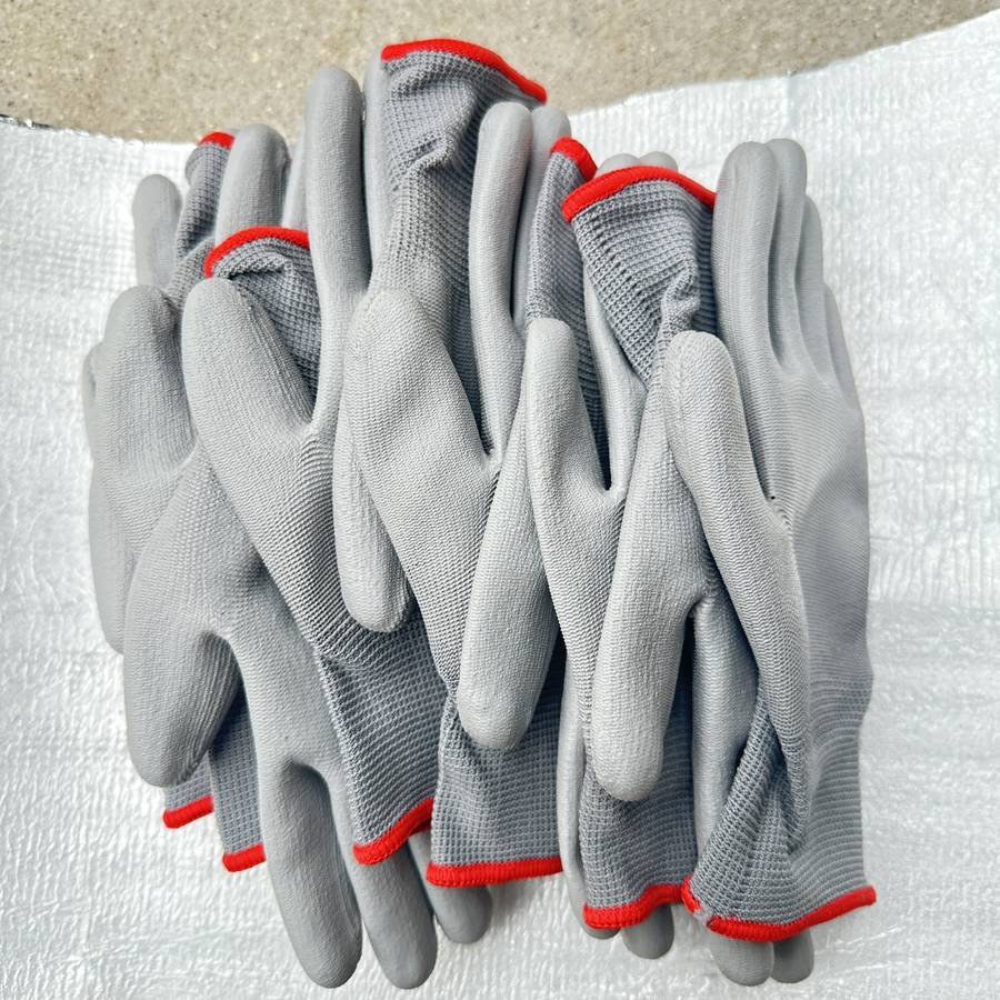 Work Gloves Color Gray   14Pcs Polyester Add Pu
