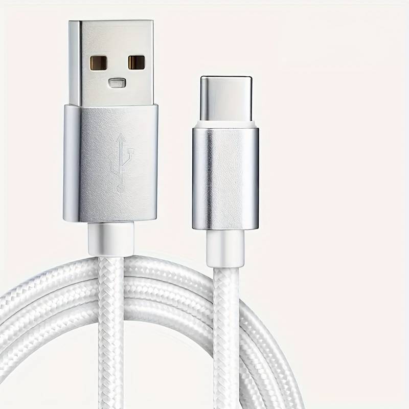 1pc  Type-C Fast Charging Cable 100cm Nylon Round Matte Finish Data Sync Female to Male 10-