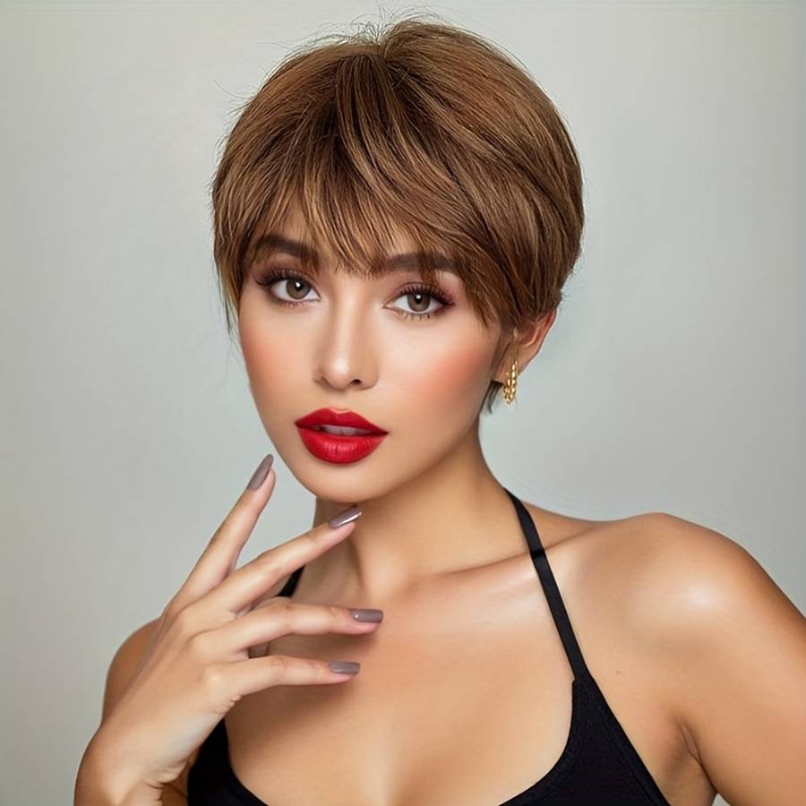 Dark Brown Womens Wigs Hair Length 10.16Cm