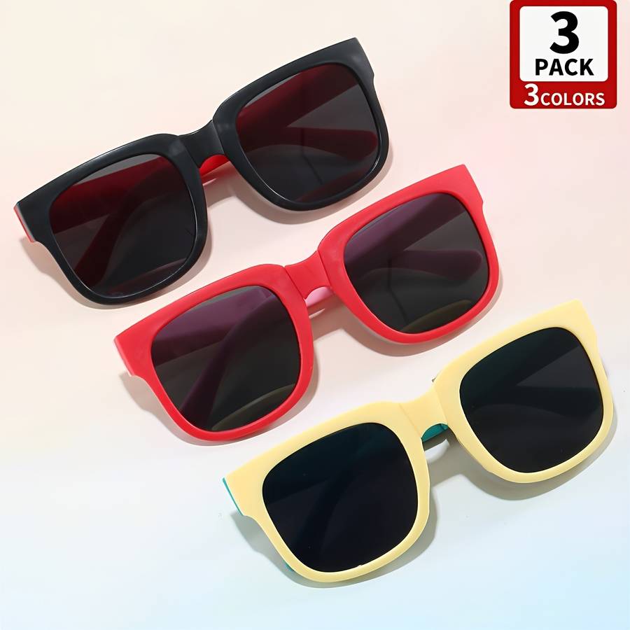 Kids Glasses 3Pcs Color Blue Orange Green Orange Black And Red