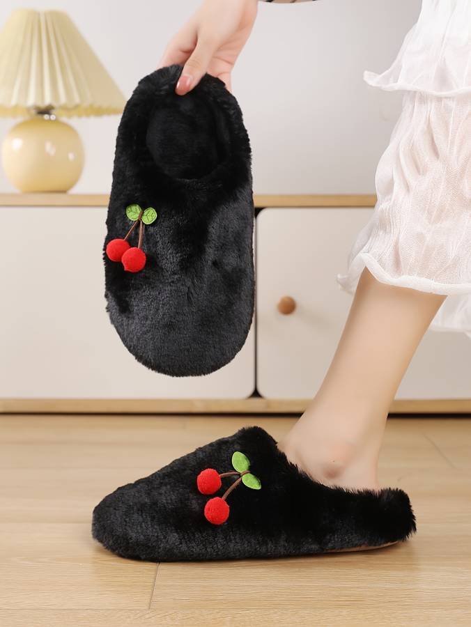 Cotton Slippers Color Soft Bottom Cotton  Blackcherry Sizeuk 4.5-5