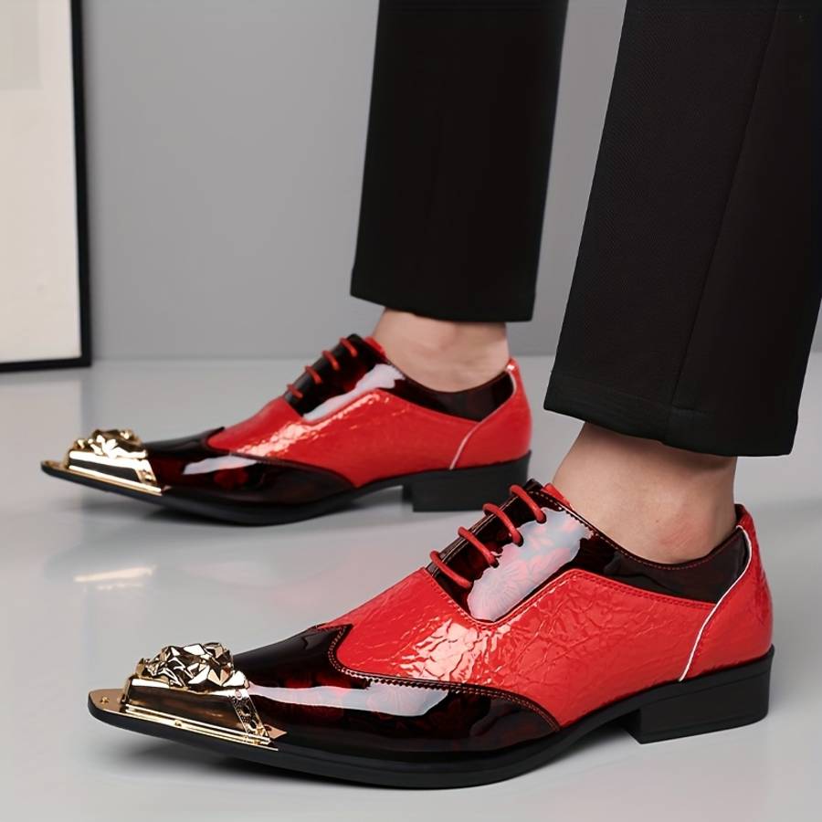 Mens Leather Shoes Color Black Golden Sizeuk 9.5