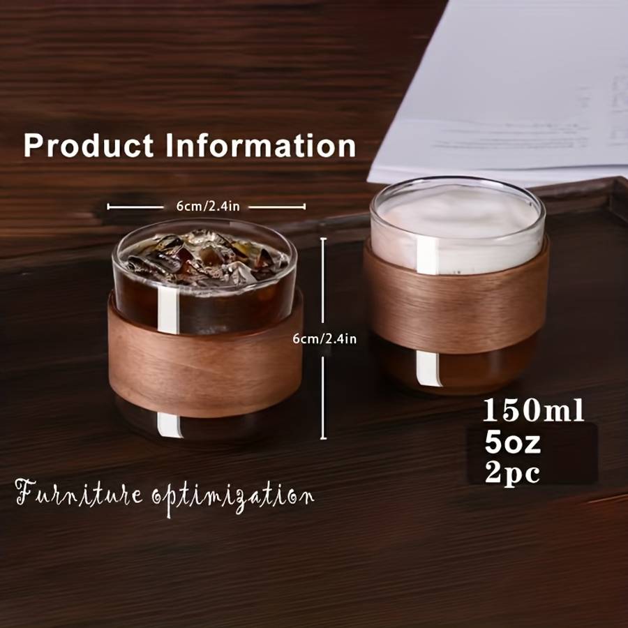 Water Cup Quantity Two High Transparency Borosilicate Glass Cups