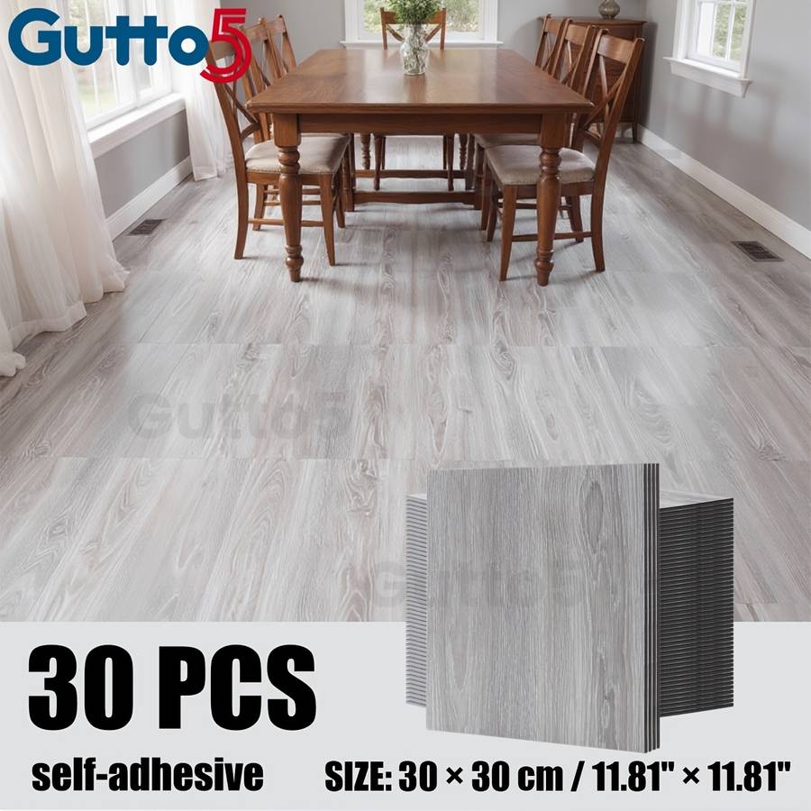 Self Adhesive Floor Stickers 30Pcs 11.8"11.8" 30Cm30Cm Steel Oak