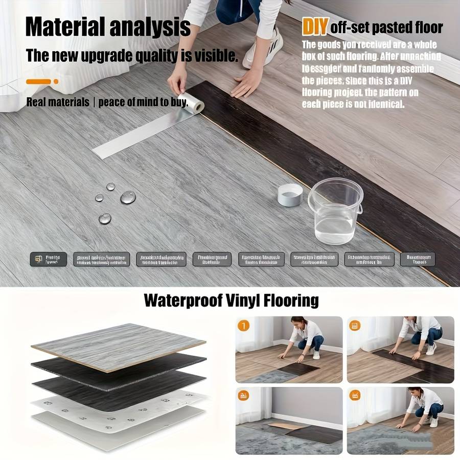 Self Adhesive Floor Stickers White Maple Box Of 50Pcs