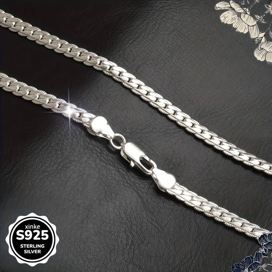 Modern Rhinestone Sterling Silver Embossed Chain Trendy Silver Beach Vacation