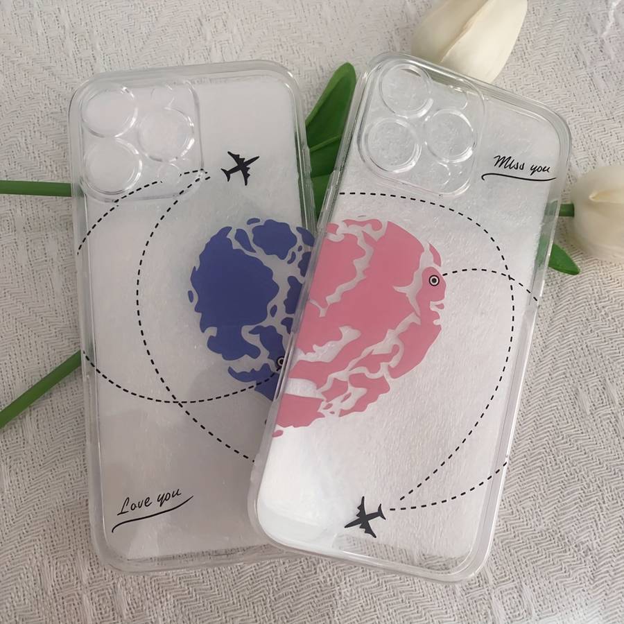 1Pc Blue For iPhone 14 Love Pattern Phone Case
