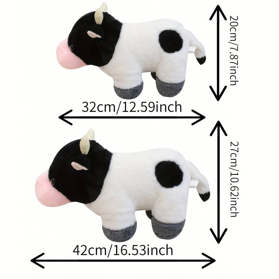 Plush Toyss color White Ranch Cow Figurine size S 32cm