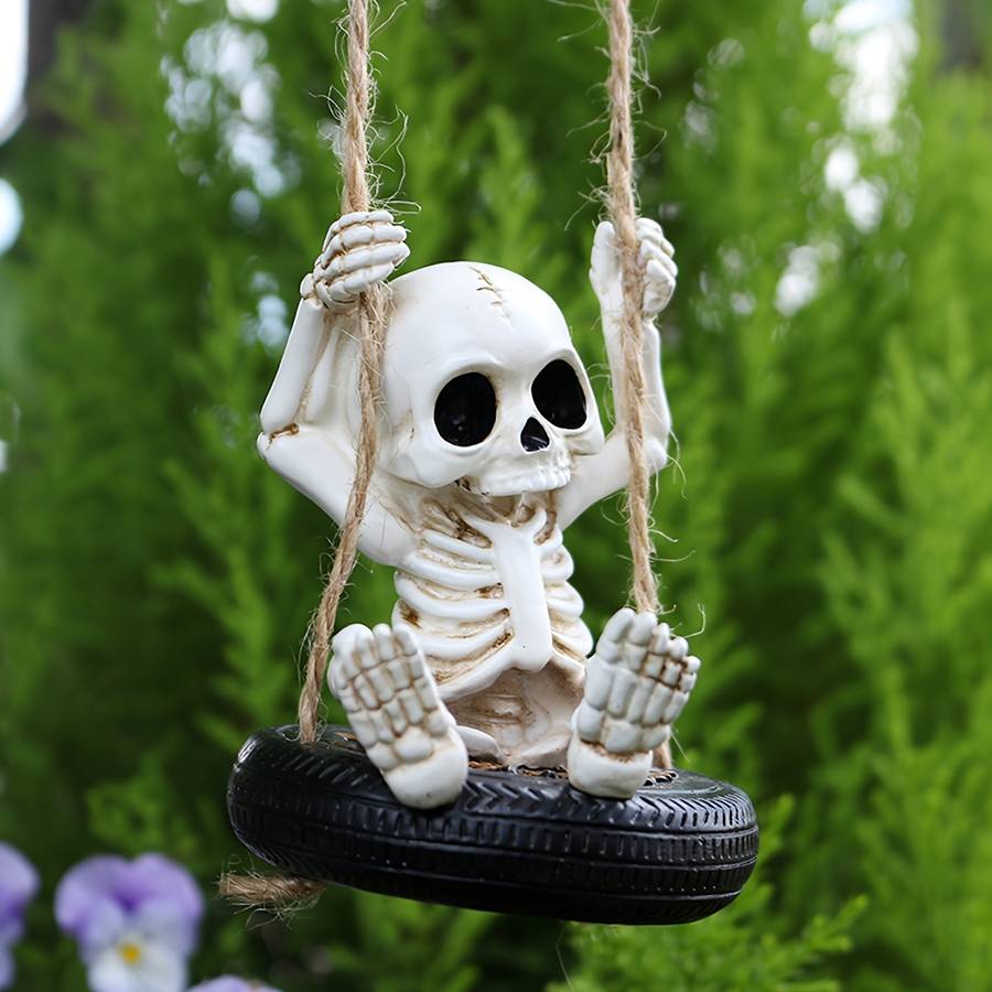Halloween Decorations Material Resin Antique Swing Tire Skeleton