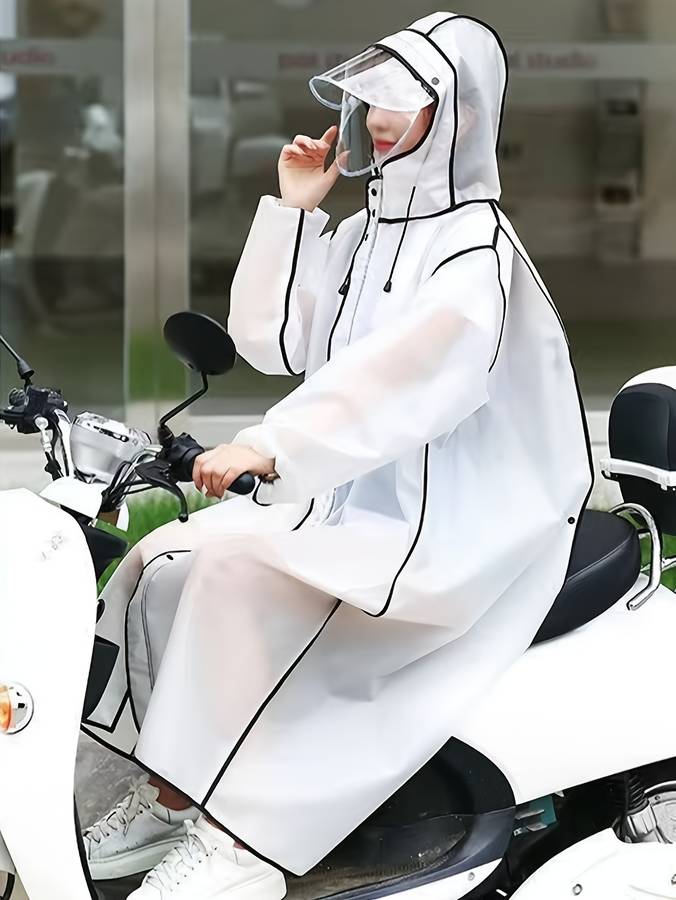 Raincoat Transparent Black Border Size L