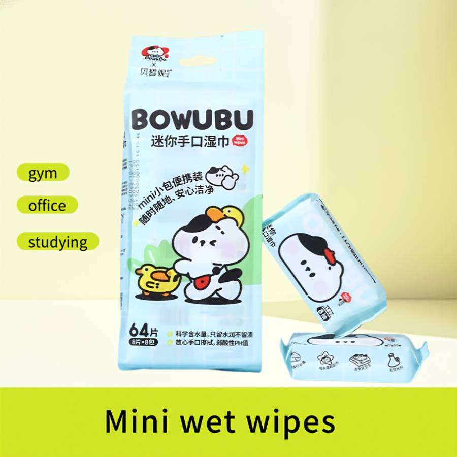 Wet Wipes Color Blue Quantity8 Pieces*8 Packs*1 Bag
