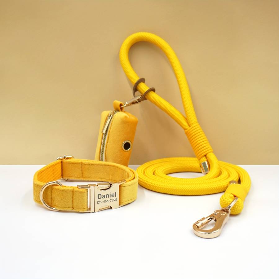 Dog Leash Color Turmeric Velvet Round Rope 3Piece Set Size M