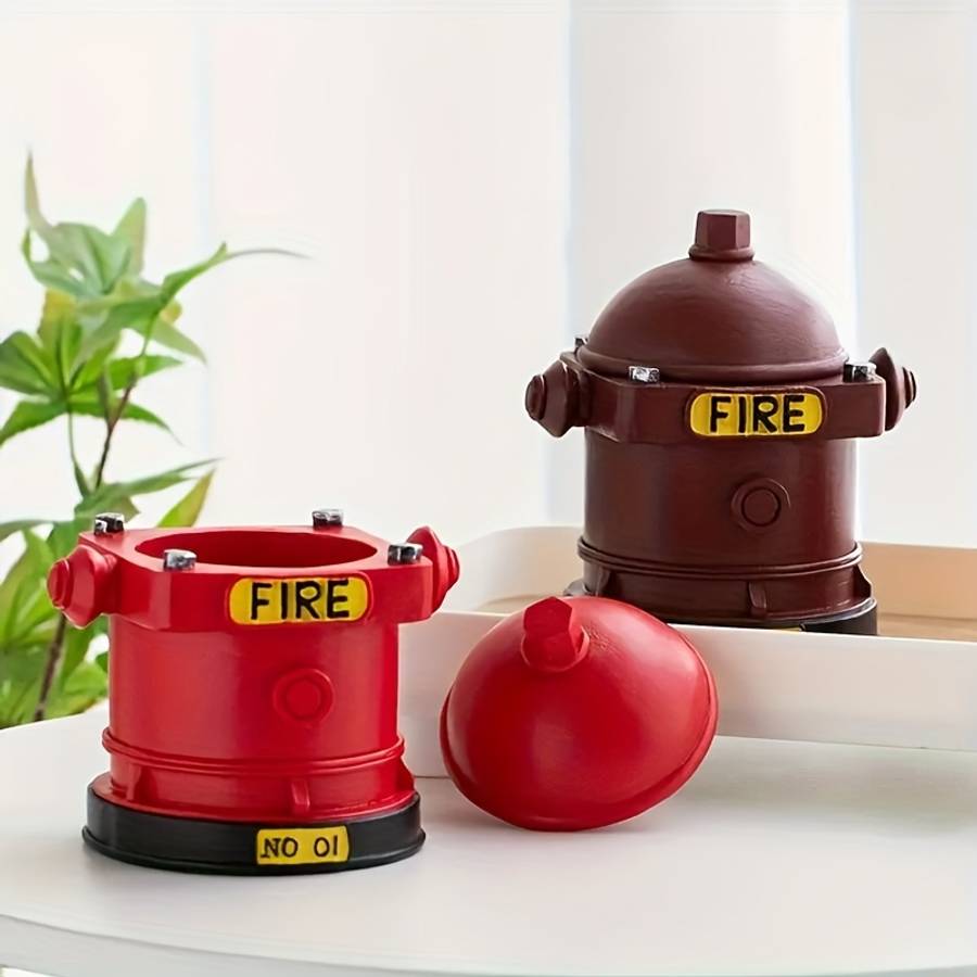 Vintage Industrial Fire Department Fire Extinguisher With Lid Red Brown Style