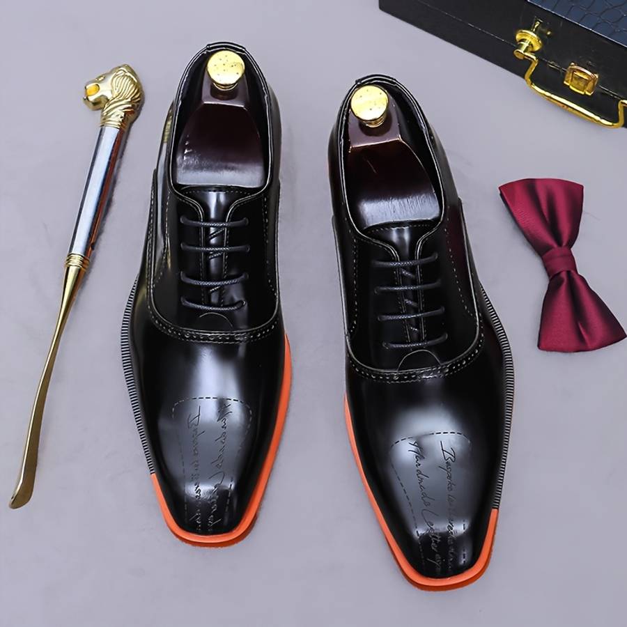 Mens Leather Shoes Color Black Sizeuk 6.5