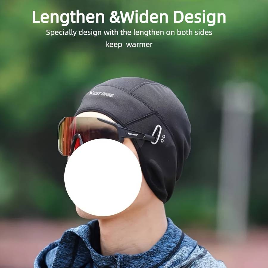 Outdoor Sports Cycling Warm Hat Multi-Functional with Eye Glass Hole Elastic Fleece Blac