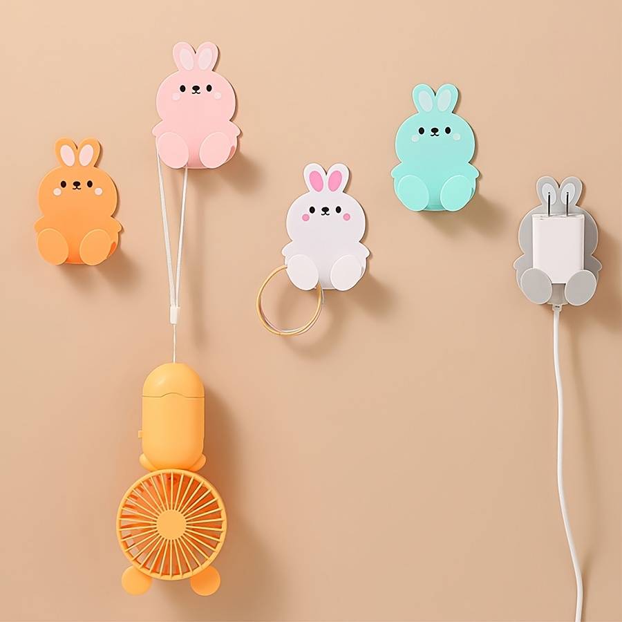 5 Pack Cute Bunny Hooks Multi Purpose Storage Hooks For color 5 Random Colors Quantity Bunny