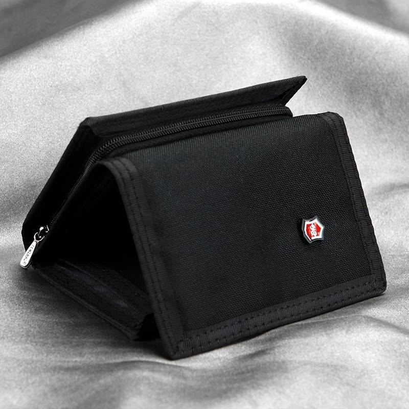 1pc Vintage-Style Men's Trifold Wallet with ID Window Zipper Pockets Multiple CompartmentsDur