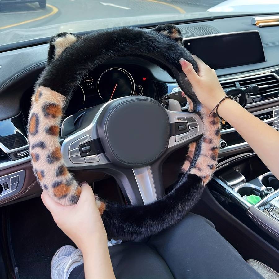 Car Steering Wheel Cover   Brown Leopard Print