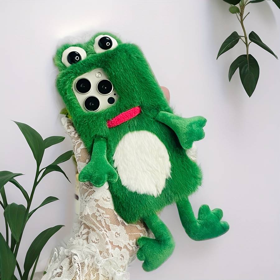 1Pc Mixed Color For iPhone 12 Mini Plush Green Frog Phone Case