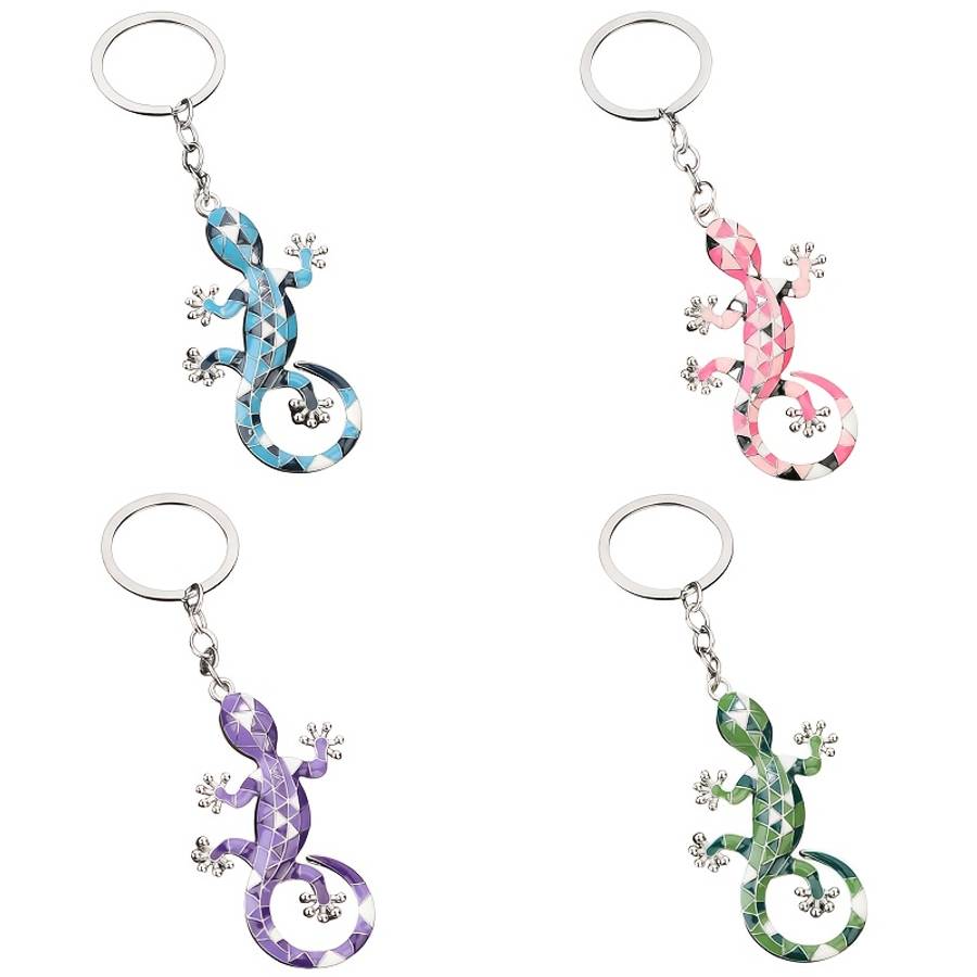 4Pcs Exquisite Ergonomic Weatherproof 4Pcs Imitation Gecko Keychain Set For