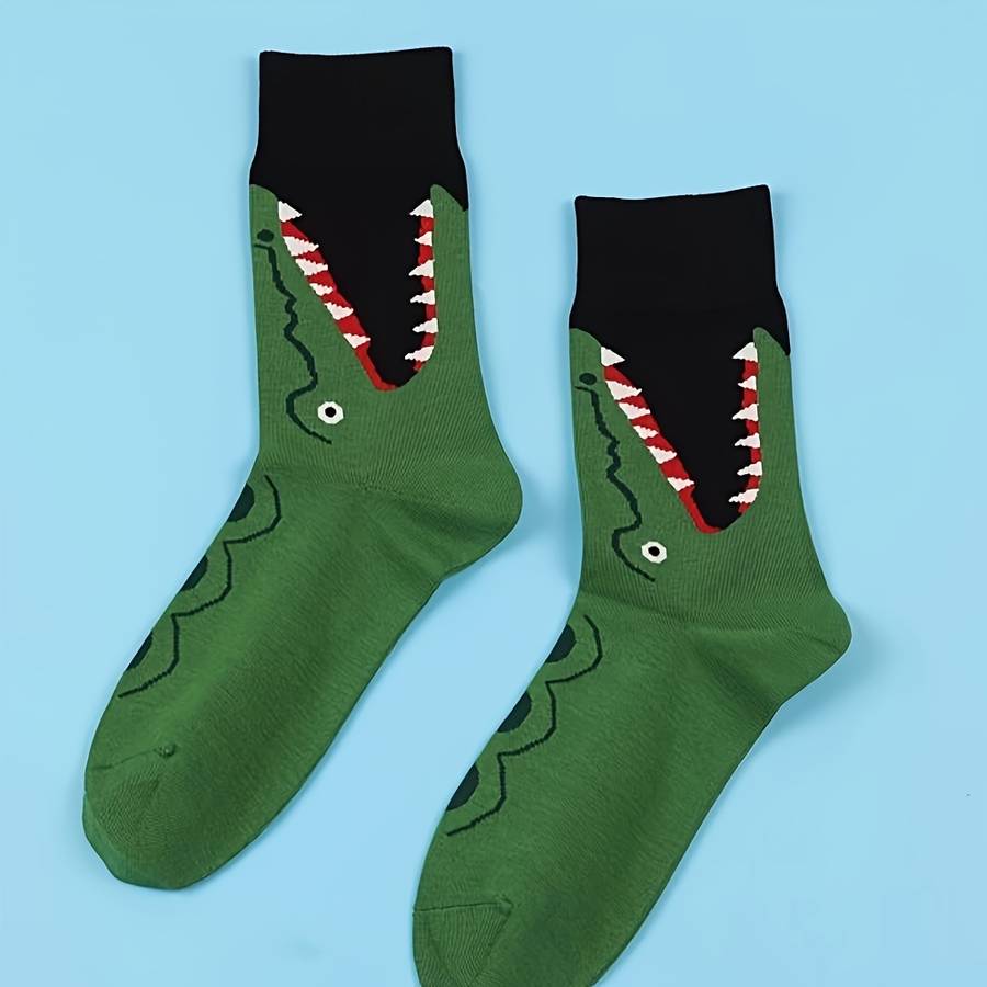 Women S Socks Color 1 Pair Of Green Crocodile Pattern Socks Size Onesize