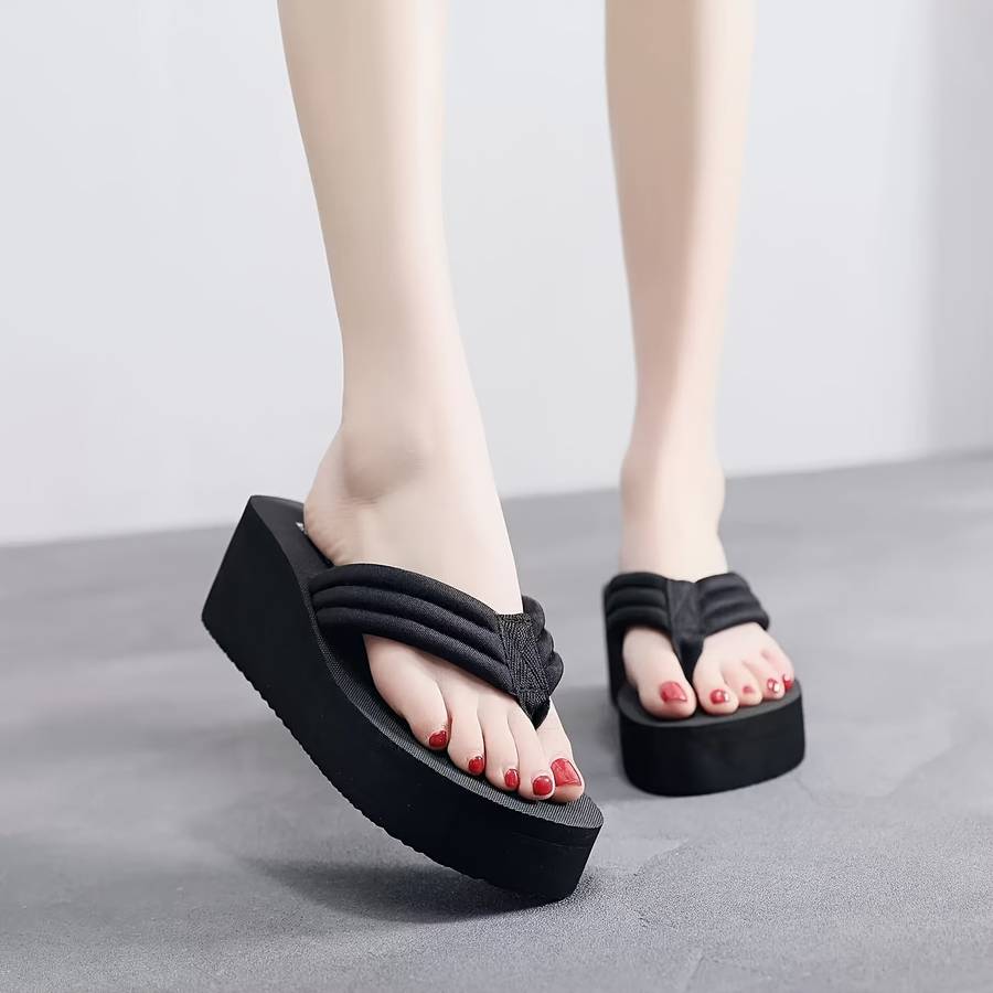 Ladies Summer Flip Flops Fashion Pure Black Uk 3