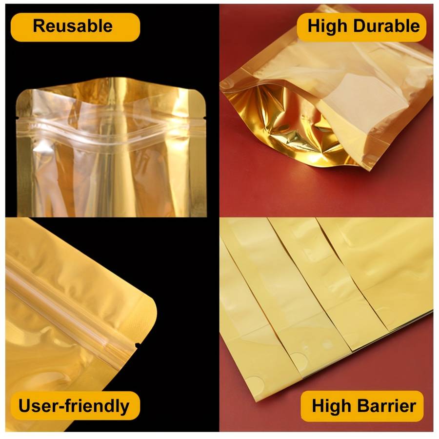Food Storage Bags Color Golden Size10X18Cm 20Pcs