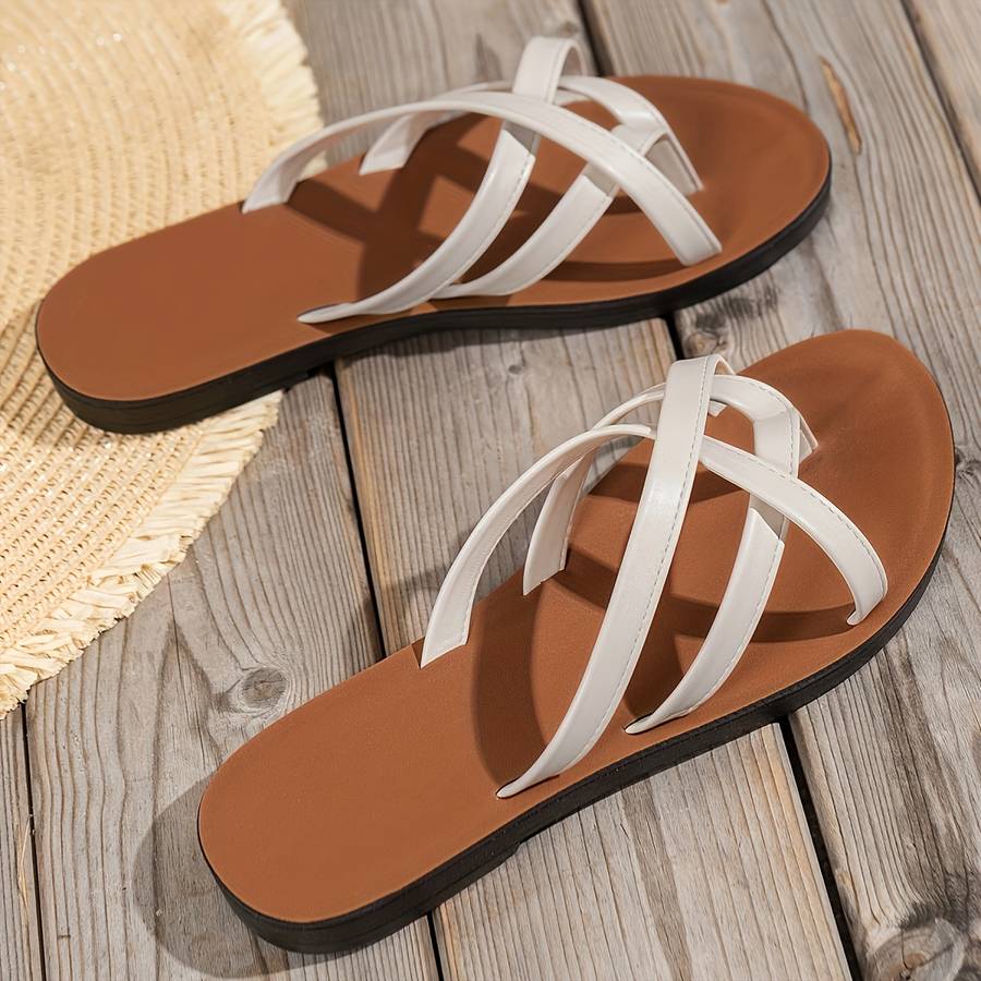 Ladies Summer Flip Flops Beige Uk 9