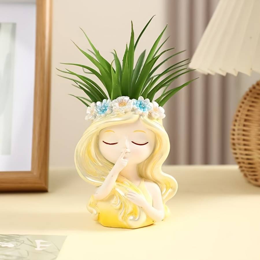 Flowerpot Style Fairies Don T Listen  With Artificial Green Plants