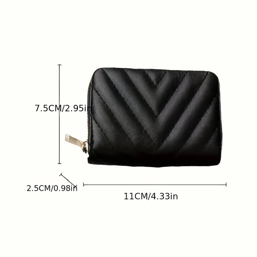 Elegant Black Zipper Wallet With Quilted Designlarge Capacity Multiple Card Slots Coin Poc
