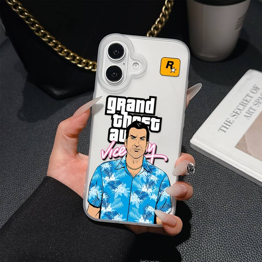 1Pc Mixed Color  For iPhone 14 Pro Theft Auto Game Phone Case