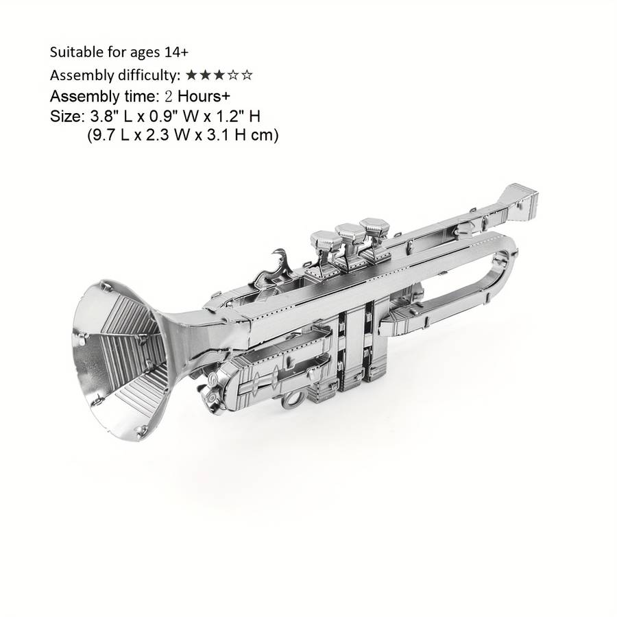 3D Puzzle Musical Instrument Model Items Silvery Trumpet