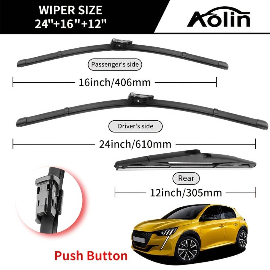 Windshield Wipers Quantity 3Pcs 60.96Cm 40.64Cm 30.48Cm