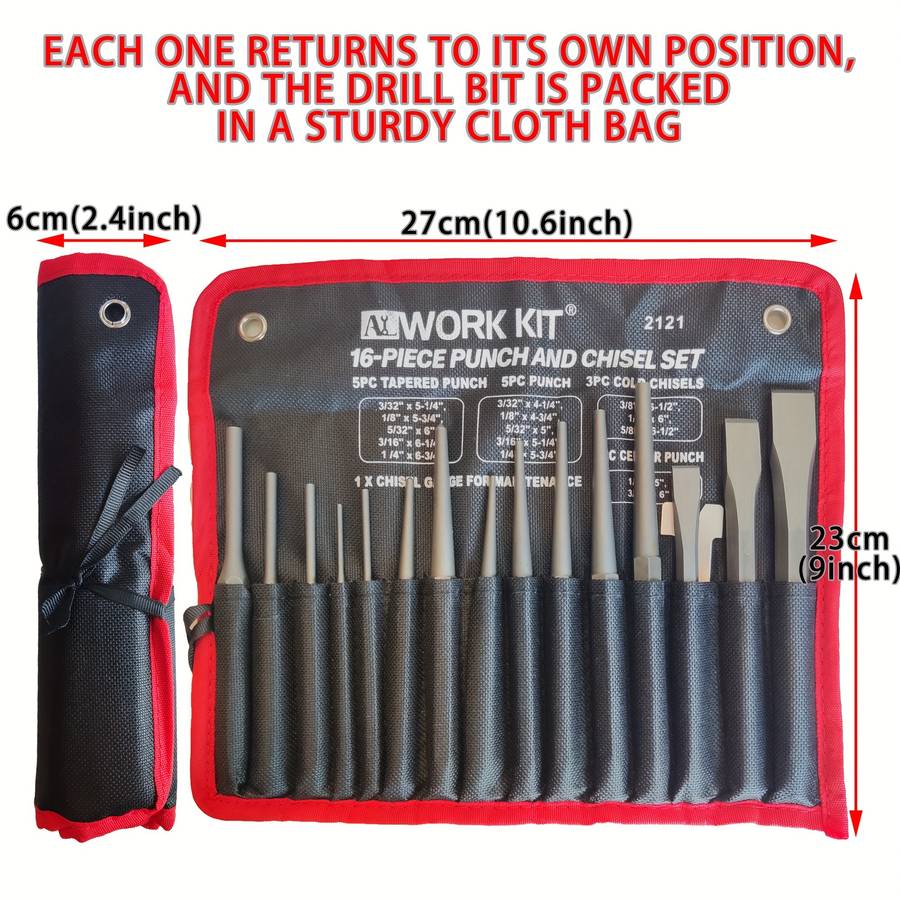 16-Piece Punch And Chisel Set