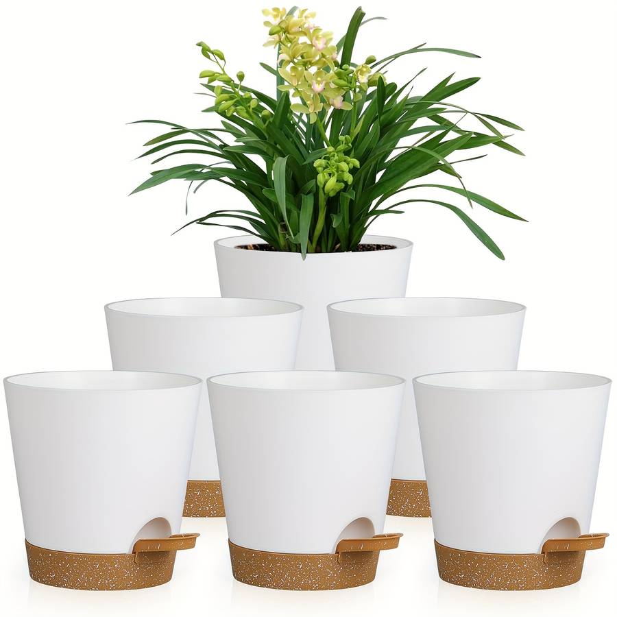 Flowerpot Color Olisx H1406 Wz 6 White Pot And Brown Tray
