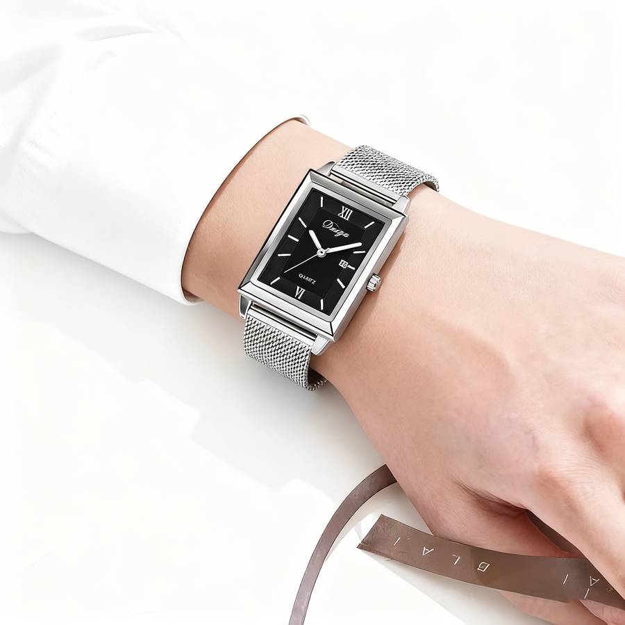 4Pcs Luxury Men Business Versatile Roman Numeral Quartz Watch Minimalist Cross