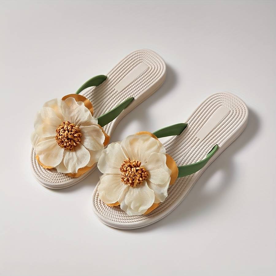 Ladies Summer Flip Flops Beige Uk 1.5-2