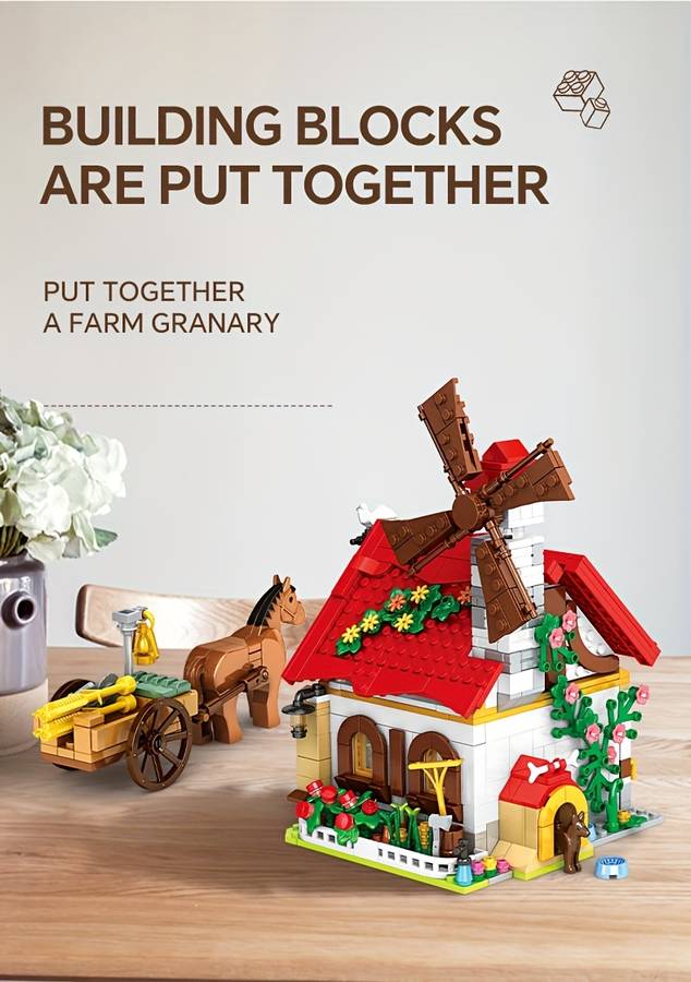 Building Toy Architectural Model Toy Set Color Granary  720 Pieces