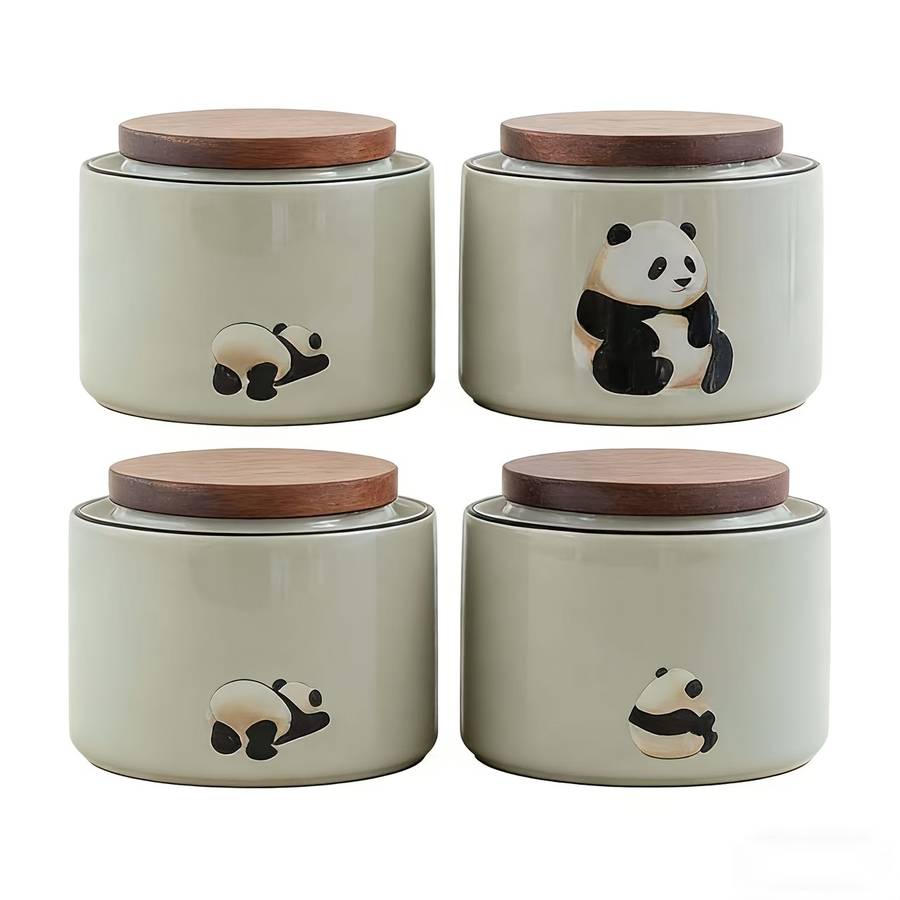 Sealed Jar Color 4Piece Panda Can Set Four Styles