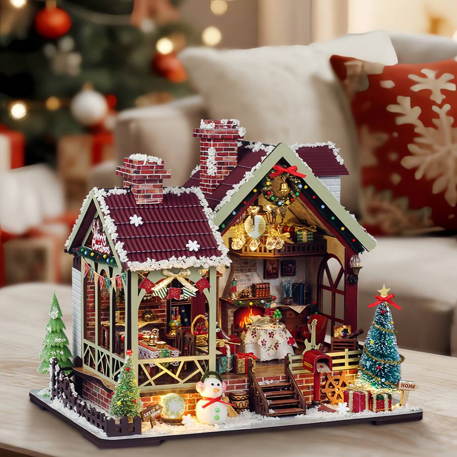 Building Toy Architectural Model Toy Set Style Christmas Cozy Cabin