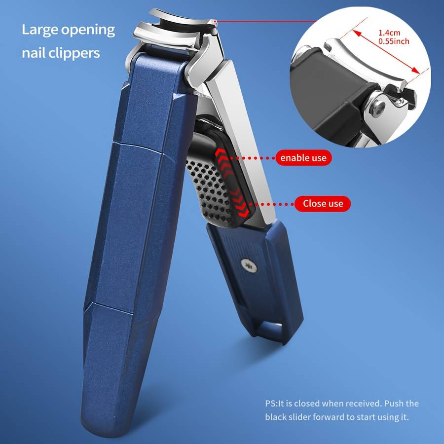 1pc Splash-Proof Nail Clippers with Catcher Sharp Curved Blade  File Wide Jaw Stainless Ste