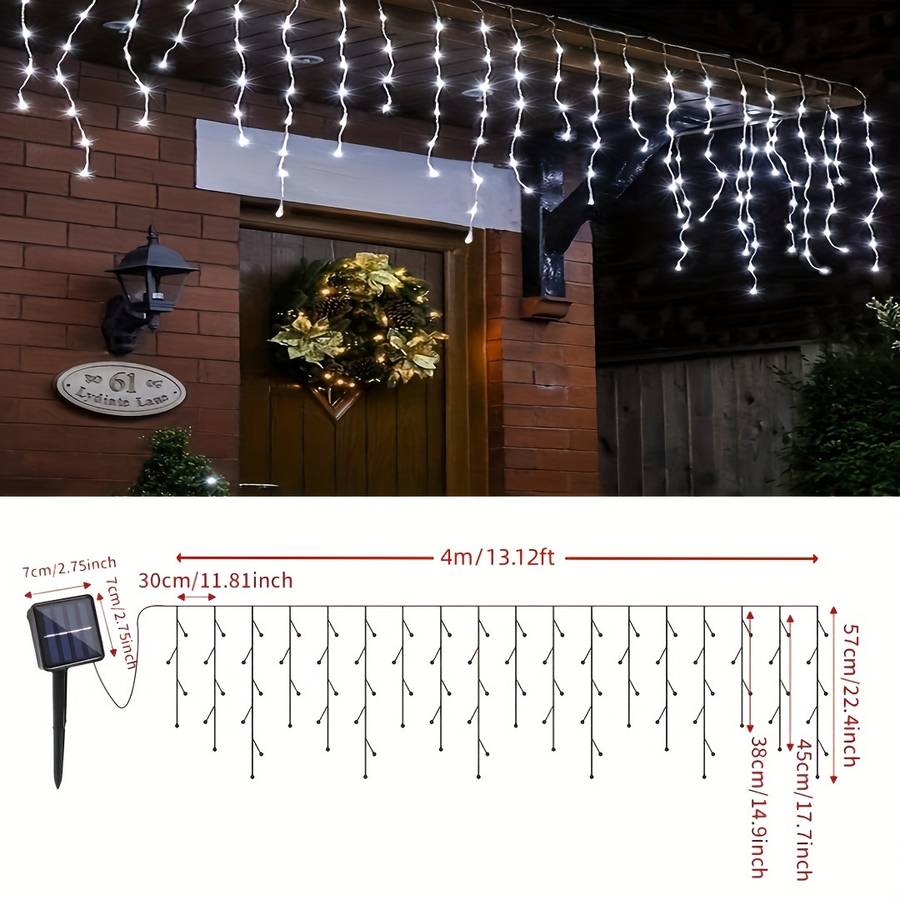 96Led Led Icicle String Lights Solar
