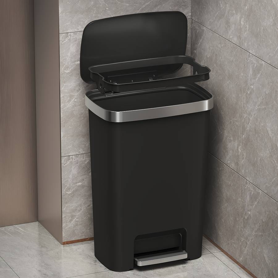 Garbage Can Model Black 50L13.21 Us Gal With Lid Footoperated