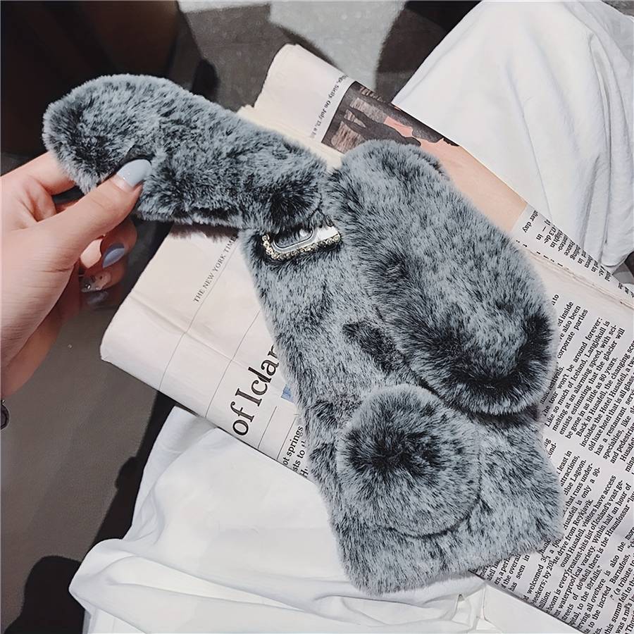 1Pc Purple For iPhone 14 Pro Cute Rabbit Plush Phone Case