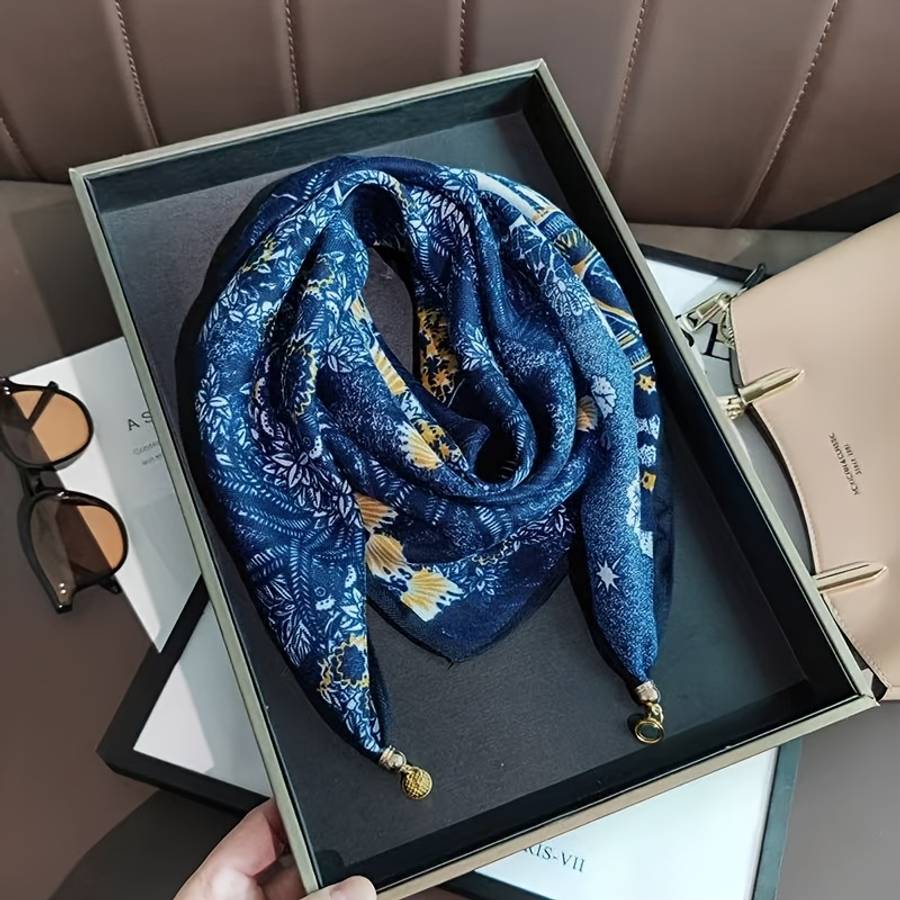 Comfortable Exquisite Versatile Square Women Scarf With Bohemian Floral Design