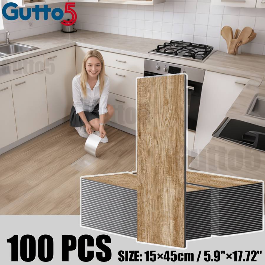 Self Adhesive Floor Stickers Light Oak 100 Pcs Covers 6.75O