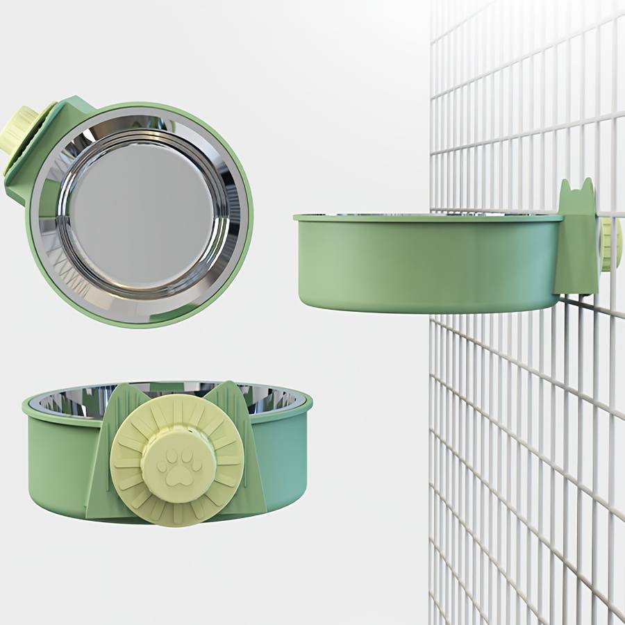 Pet Supplies Color Green Style Two Bowls