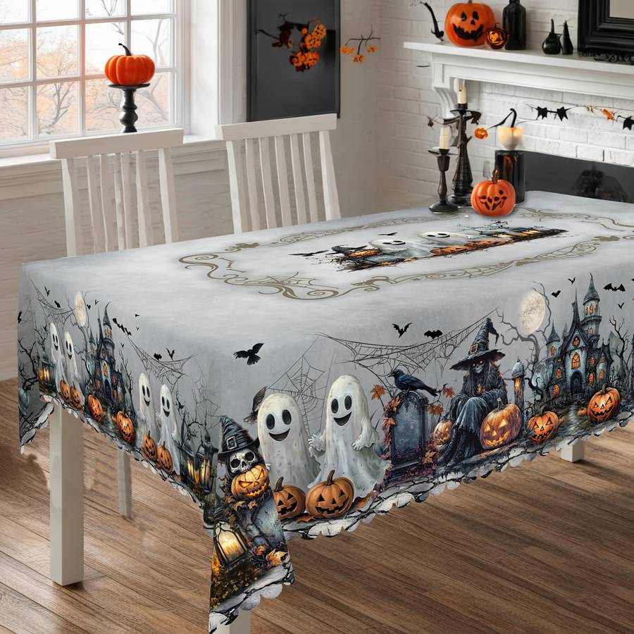 Halloween tablecloth decoration size Round 60Inch 152cm add 4pcs Self adhesive
