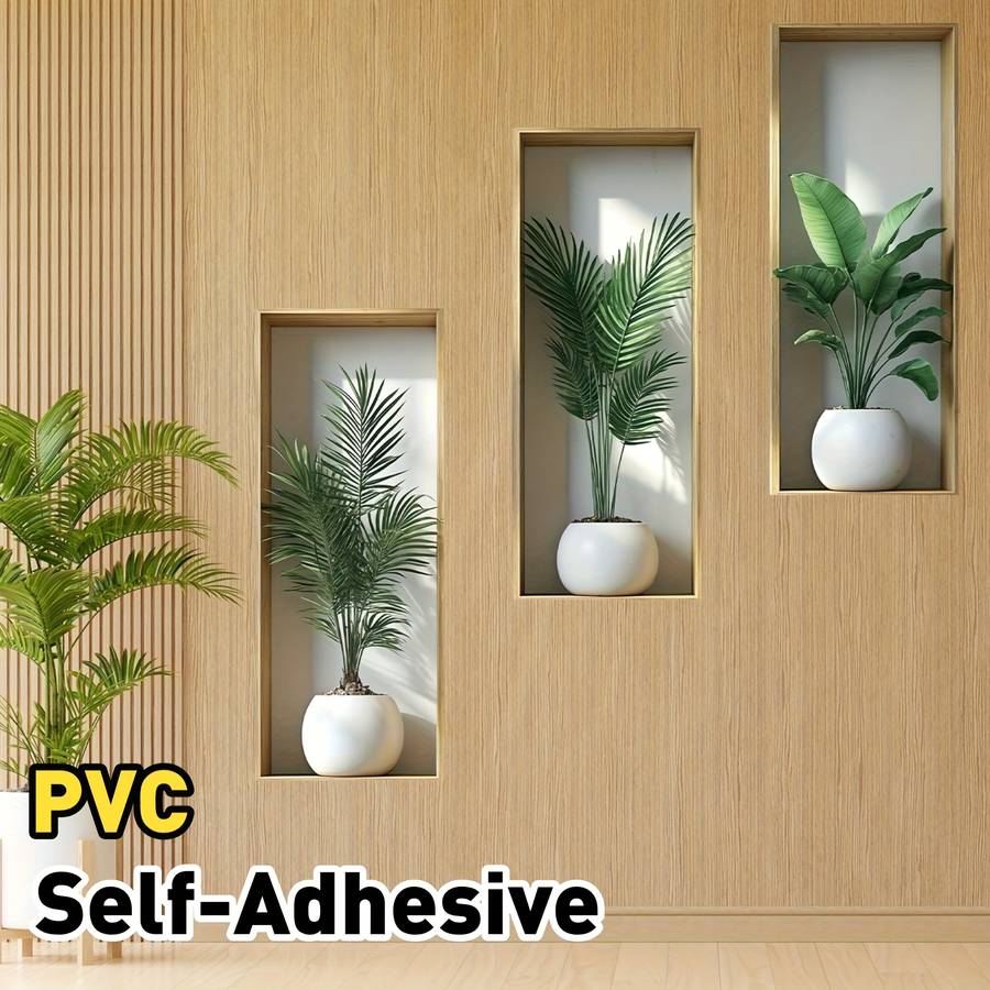 3Pcs Luxury Niche Display Stickers Nordic Style Self Adhesive Pvc Home Decor