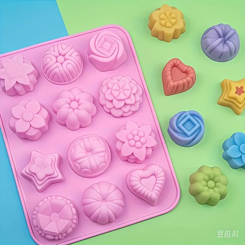 Suitable For Baking Molds Color Pink   12 Flowers